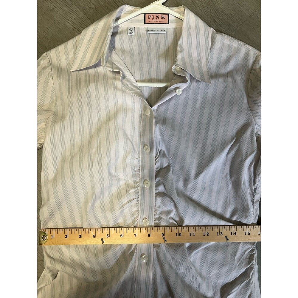 Thomas Pink Jermyn Street London Pink/White Striped Tailored Shirt US 10/UK 14 - Picture 6 of 10